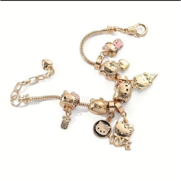 Hello Kitty Gold Plated Charm Bracelet NEW - Picture 4 of 7